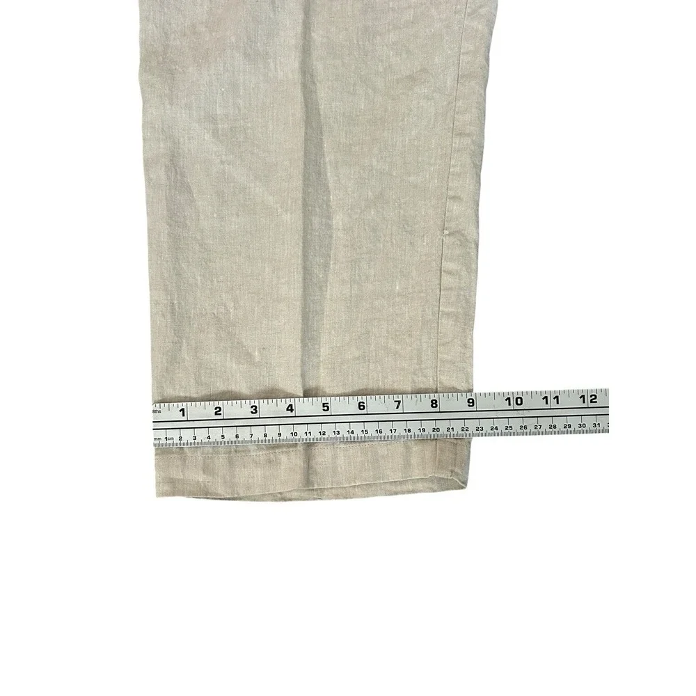 Tasso Elba 100% Linen Chino Pants Beige Semi Sheer‎ 36x27 Coastal Lightweight